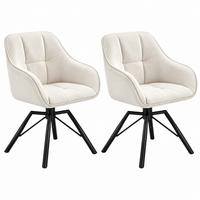 ESSSTUHL 2er-Set drehbar mit Armlehnen Samt Cream White - Weiß, Metall (54/82.5/57cm) - Meubliv