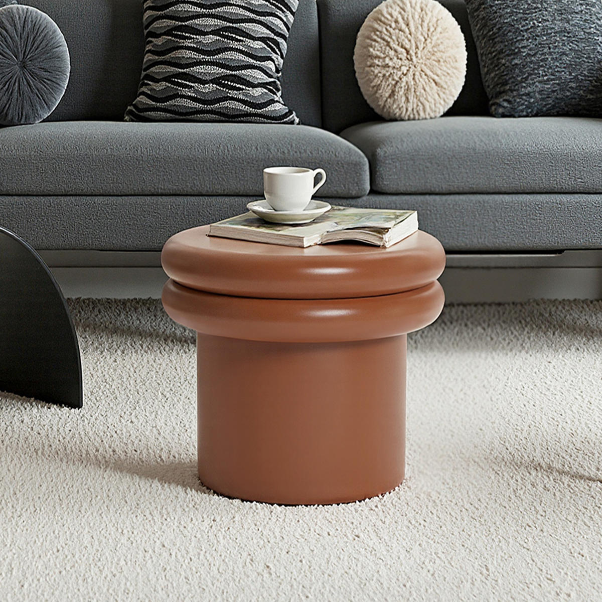 BEISTELLTISCH Rund, Braun mit Doppelplatte | Ø40 x H30 cm - Braun, Holzwerkstoff (40/40/30cm) - Hometopia