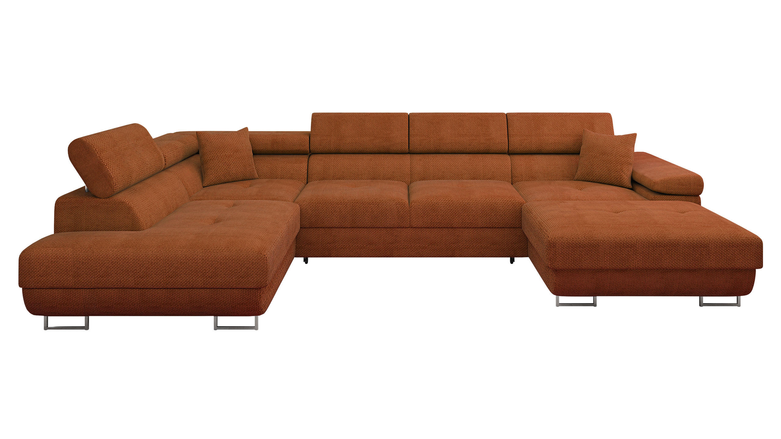 WOHNLANDSCHAFT Torezio Bis, Seite: Links - Dunkelorange, Holz/Textil (346/90/203cm) - MIRJAN24