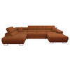 WOHNLANDSCHAFT Torezio Bis, Seite: Links - Dunkelorange, Holz/Textil (346/90/203cm) - MIRJAN24