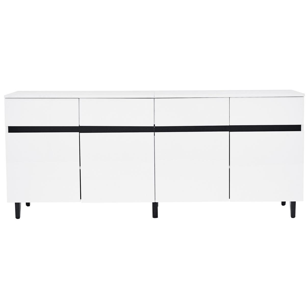 SIDEBOARD z dřevotřísky, 160/40/68 cm, bílý s lesklými čely a nastavitelnými policemi - bílá, kompozitní dřevo (160/68/40cm) - Modenvie