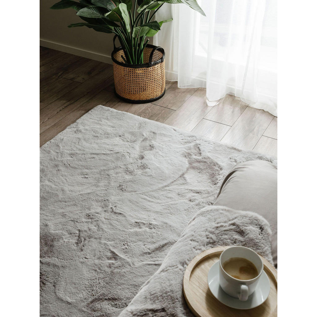 Thumbnail - benuta Nest Kunstfell-Teppich, Grau, Textil, Beton Optik, Rechteckig, 160x230 cm, Gots, wasserabweisend, Teppiche & Böde...