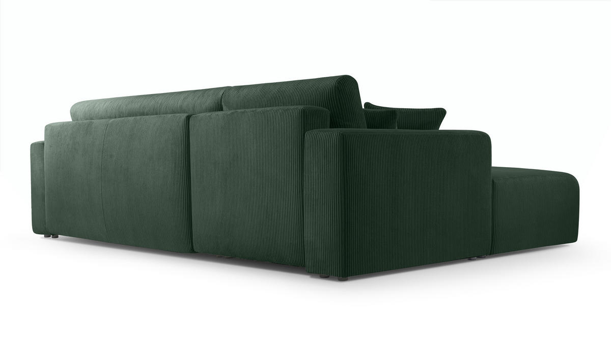 ECKSOFA L Form Catea Dunkelgrün 279/145/84 cm Links mit Schlaffunktion - Schwarz/Grün, Kunststoff/Textil (145/279cm) - AX Living