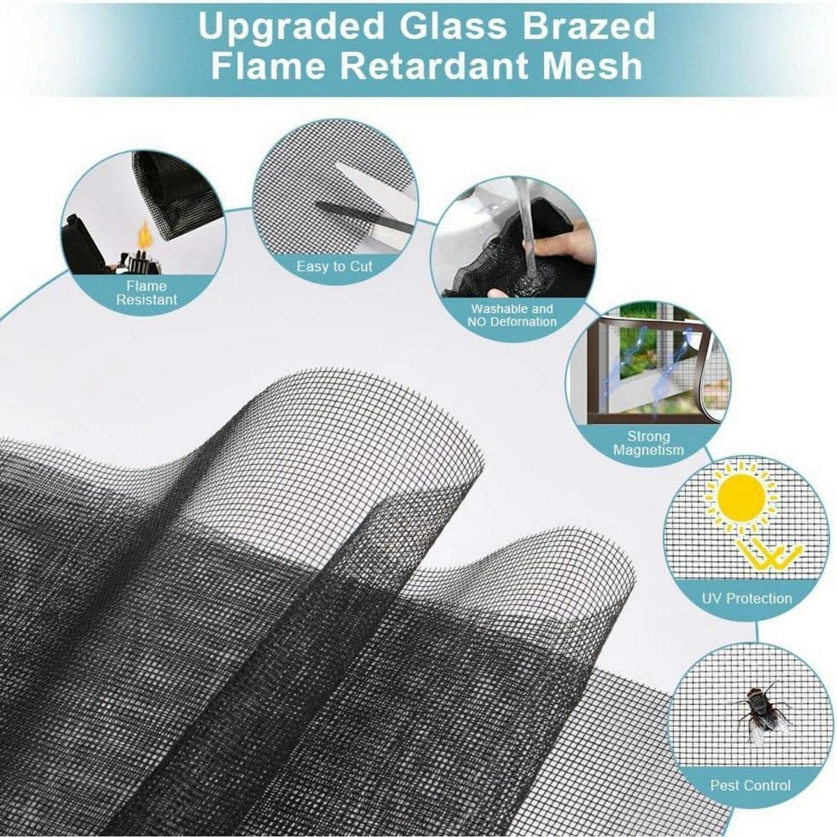 FLIEGENGITTER Fenster 130 x 150 cm Schwarz Magnetisch - Schwarz, Textil (1/1/1cm)