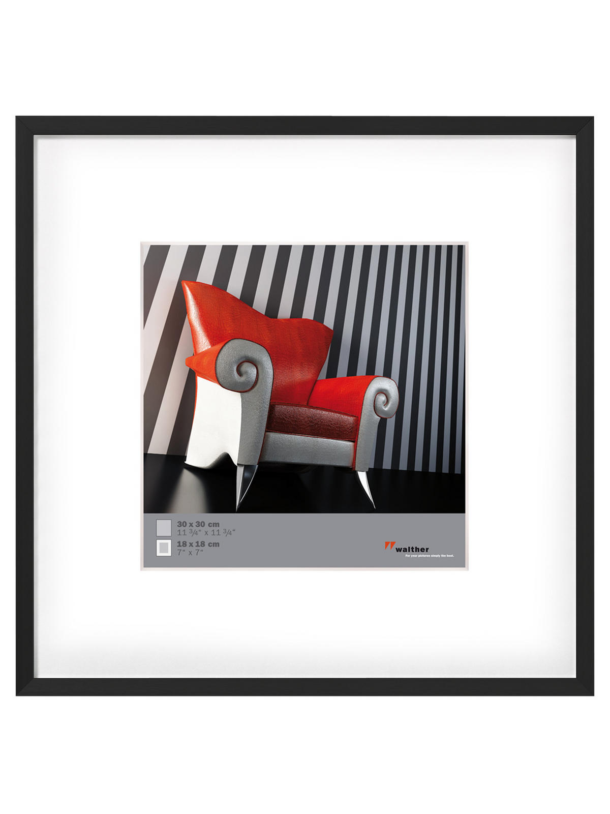 BILDERRAHMEN ChairAlurahmen 030X030 cm, SCHWARZ - Schwarz, Kunststoff (30.8/30.8/1.8cm) - walther design