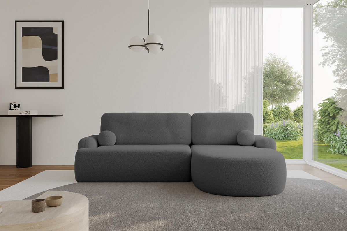 ECKSOFA mit Schlaffunktion und Bettkasten LIRA-L - 264x172x89 Grau - Grau, Holzwerkstoff/Textil (172/264cm) - ALTDECOR