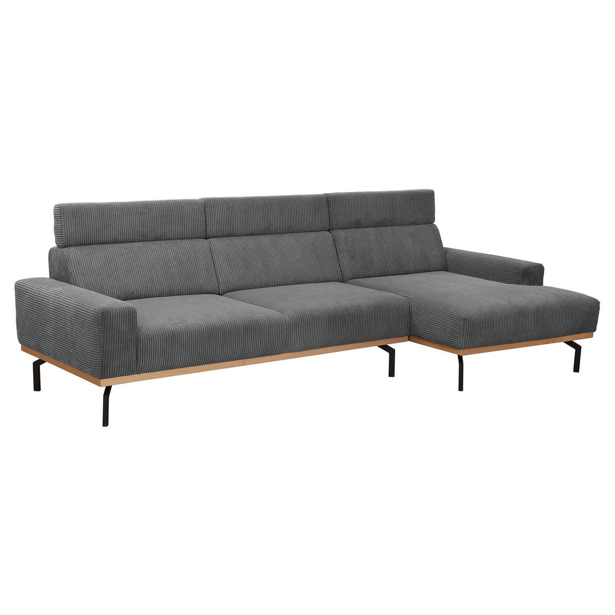 SOFA mit Longchair rechts Katrien Cordstoff anthrazit - Anthrazit, Kunststoff (135/280cm) - 58aufmkessel