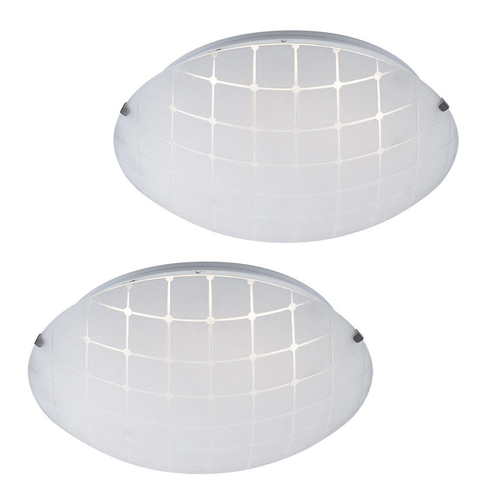 LED DECKENLEUCHTE Metall Weiß 2er Set - Weiß, Glas (25/25/7.5cm) - Globo Lighting