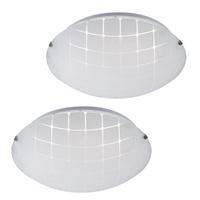 LED DECKENLEUCHTE Metall Weiß 2er Set - Weiß, Glas (25/25/7.5cm) - Globo Lighting