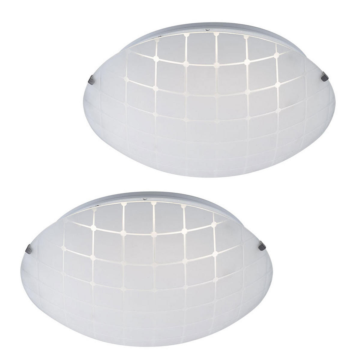 LED DECKENLEUCHTE Metall Weiß 2er Set - Weiß, Glas (25/25/7.5cm) - Globo Lighting