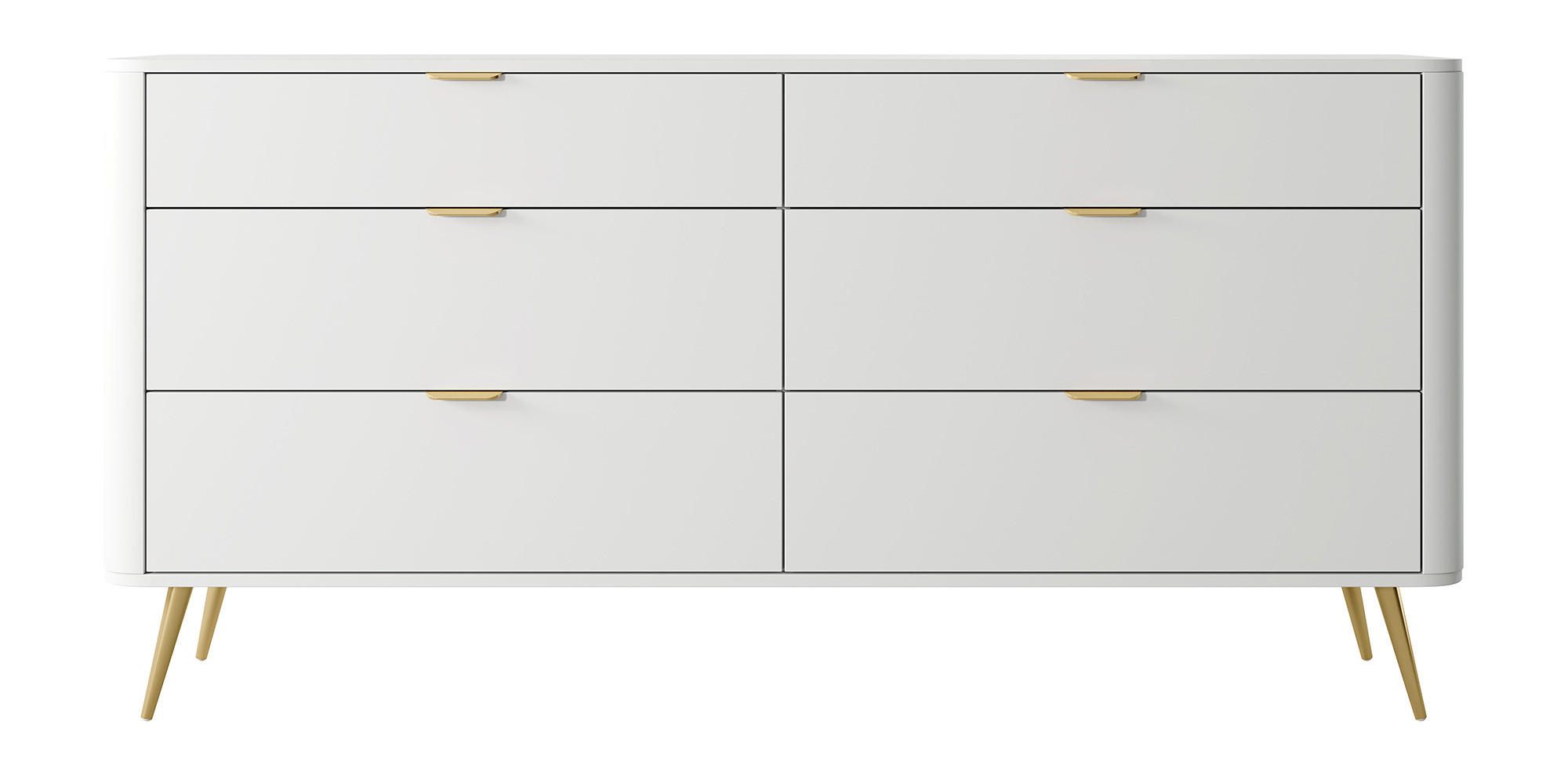 KOMMODE Oval Weiß 172 cm - Goldfarben/Weiß, Holzwerkstoff/Metall (172/84/38cm) - Selsey