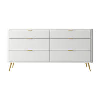 KOMMODE Oval Weiß 172 cm - Goldfarben/Weiß, Holzwerkstoff/Metall (172/84/38cm) - Selsey
