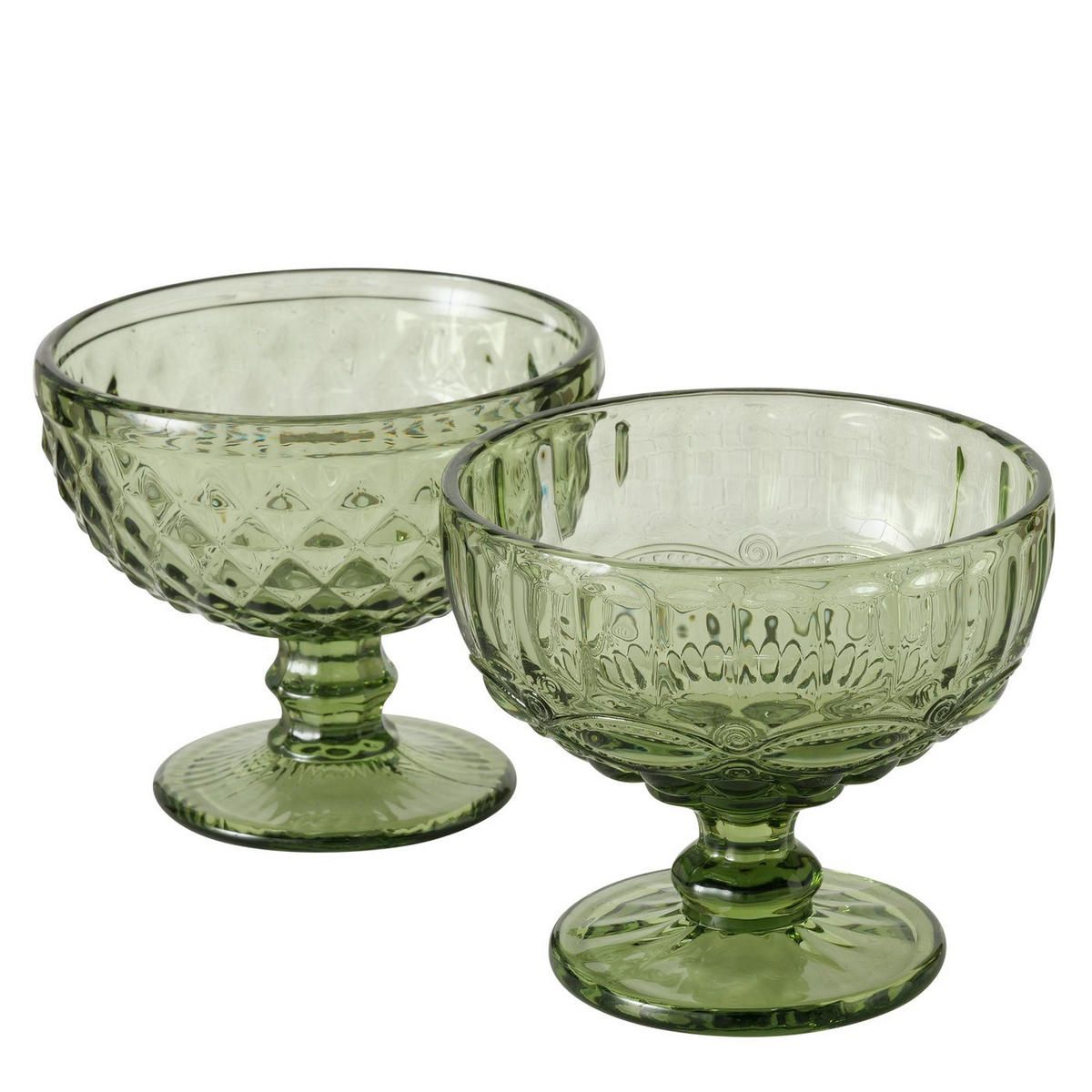 EISBECHER aus Glas Muster 1 250 ml 12/12/10 cm - Grün, Glas (12cm) - Boltze Home