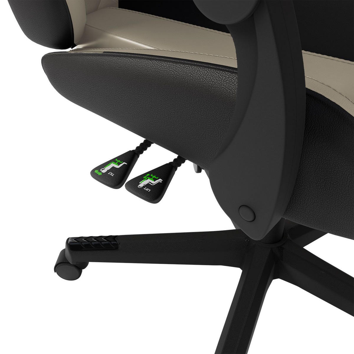 GAMINGSTUHL HyperSeat schwarz/beige - Beige/Schwarz, Kunststoff (63/131/121cm) - Juskys