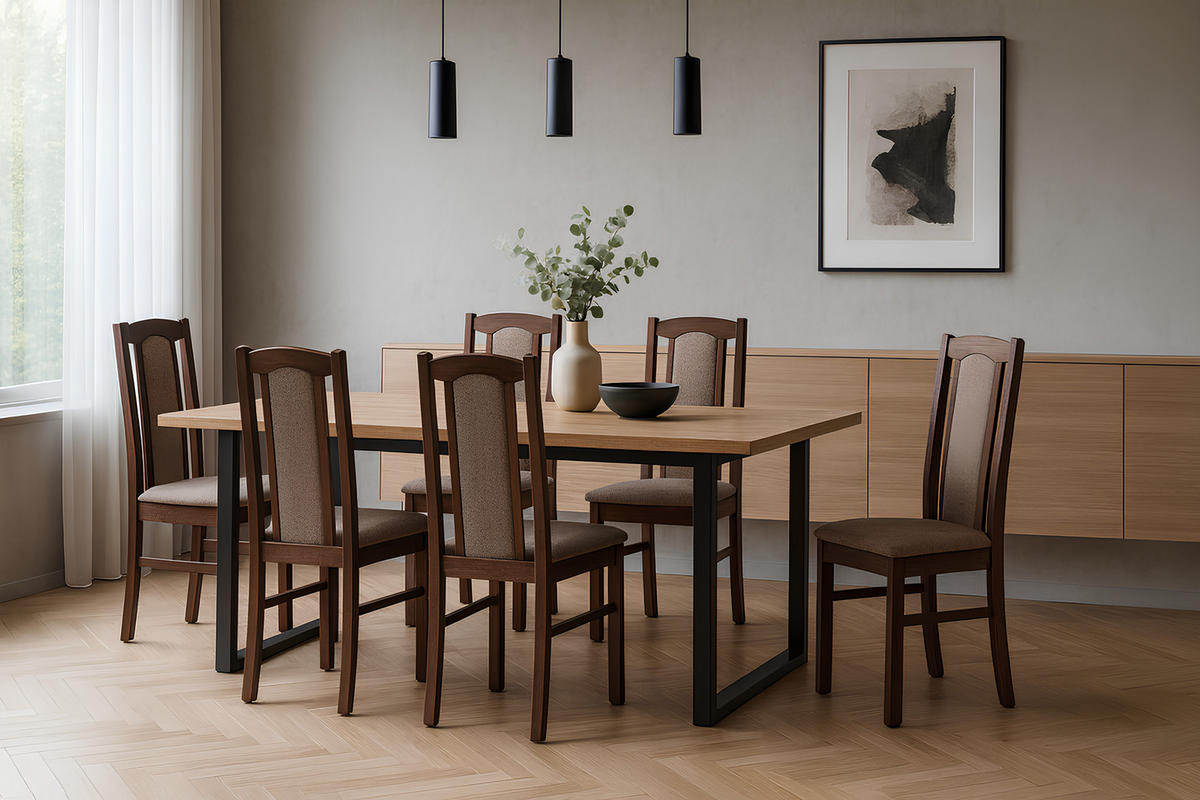 ESSZIMMERSTUHL - Set 4x Bos 7 nussbaum, hygge 20 - Nussbaumfarben/Braun, Holz (43/96/40cm) - Leaf Design