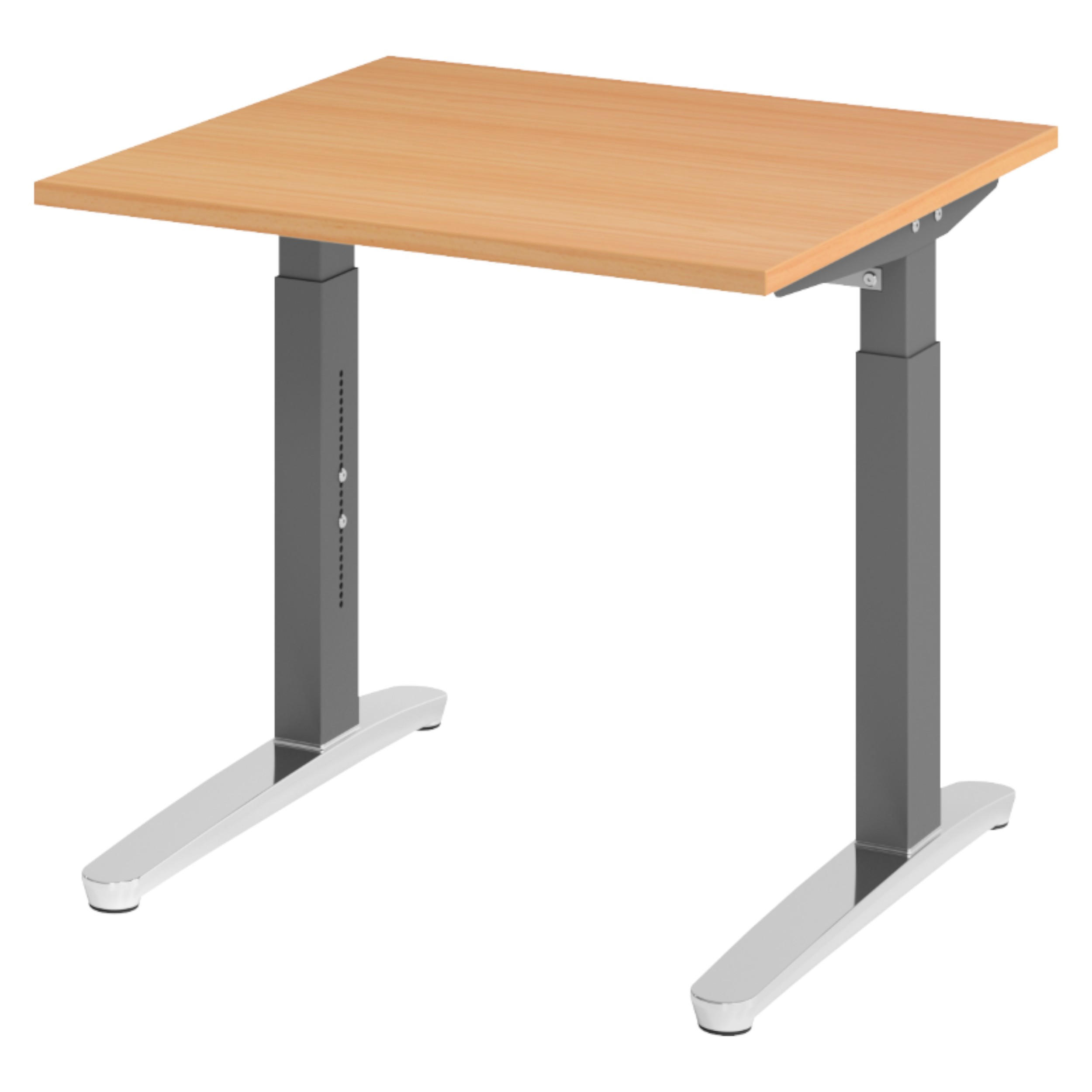 SCHREIBTISCH Serie-XB 80/80/74 cm in Buchefarben/Graphitfarben/Alu poliert - Buchefarben/Graphitfarben, Holzwerkstoff (80/80/74cm) - bümö