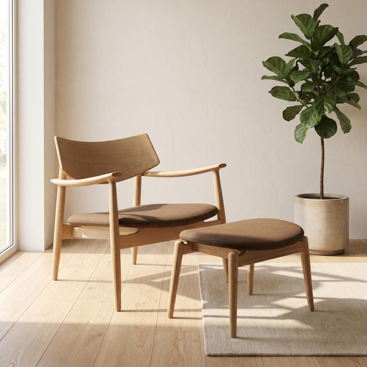 FÅTÖLJ Gina 68 x 68 x 72 cm – ekfärgad - Ekfärgad, Trä/Textil (68/72/68cm) - ebuy24