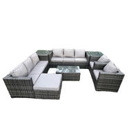 GARTENMÖBELSET Polyrattan 9-Sitzer - Dunkelgrau, Metall - Fimous