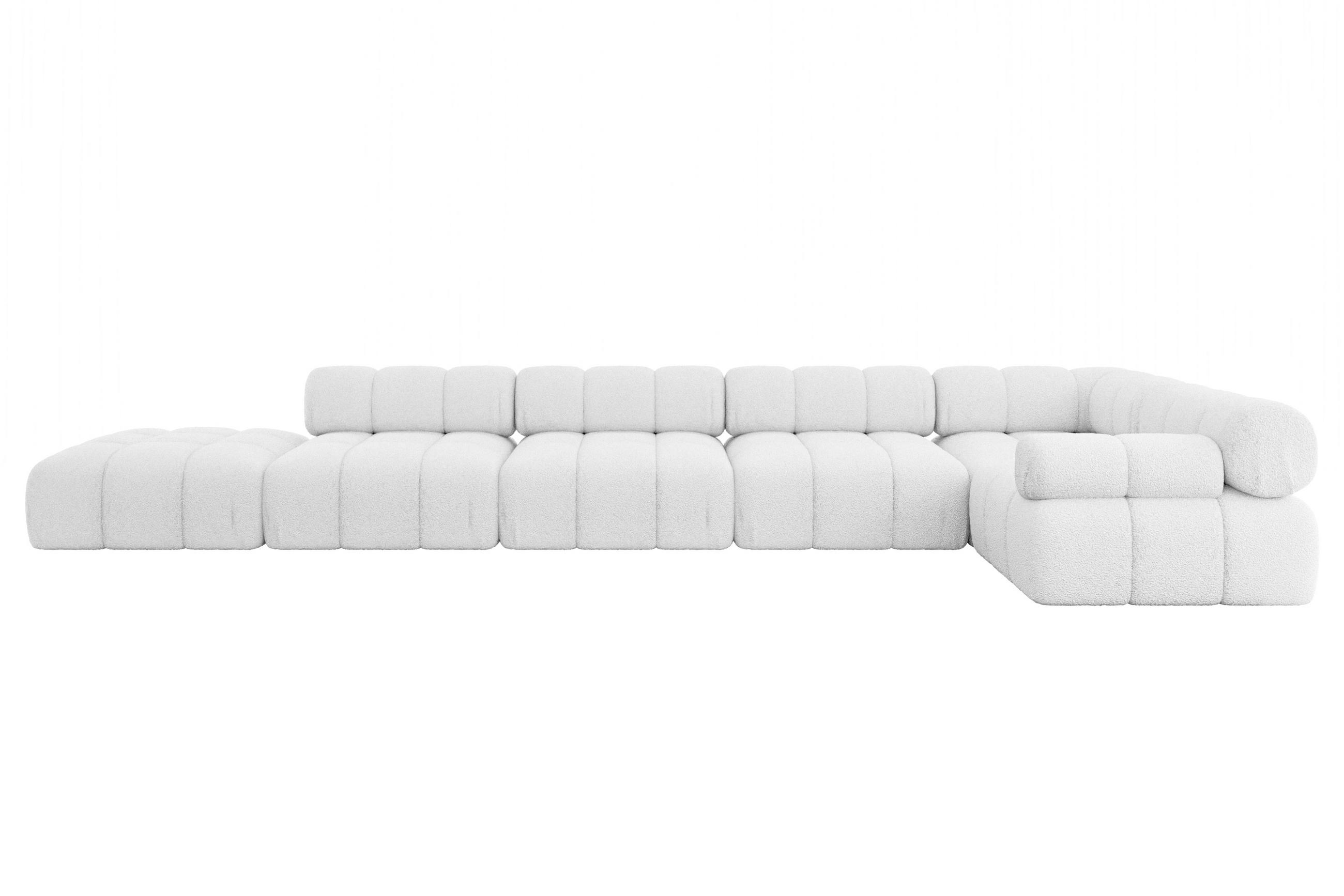 ECKSOFA modulares Sofa Felto-L3 - 475x190x70 cm Weiß Bouclé - Weiß, Holzwerkstoff/Textil (475/190cm) - ALTDECOR