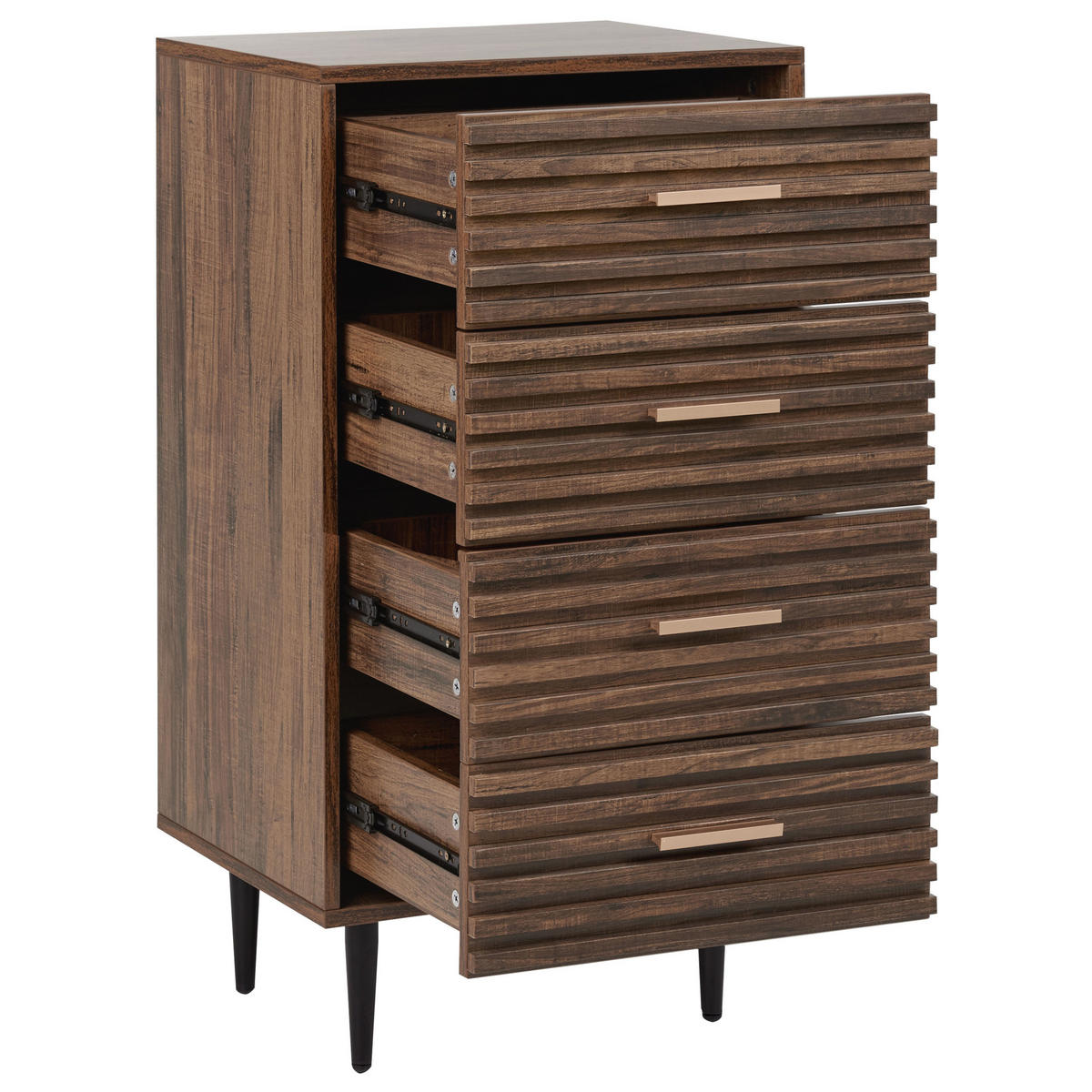 KOMODA s 4 zásuvkami Tmavě hnědá Keith - hnědá, kompozitní dřevo (48/90/40cm) - Beliani