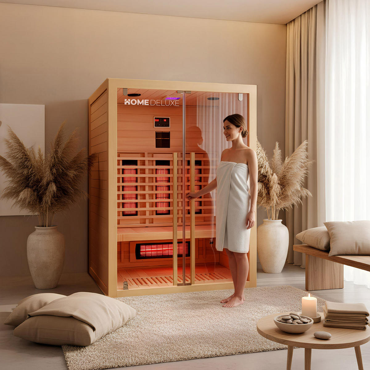 INFRAROTKABINE SONORA M - Größe: M - Naturfarben, Holz (135/190/105cm) - Home Deluxe