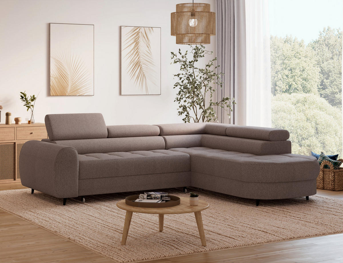 ECKSOFA Vesteria mit Schlaffunktion und Bettkasten – Modernes Design, verstellbare Kopfstützen und hoher Sitzkomfort - Braun, Kunststoff (279/72cm) - Wohnideebilder