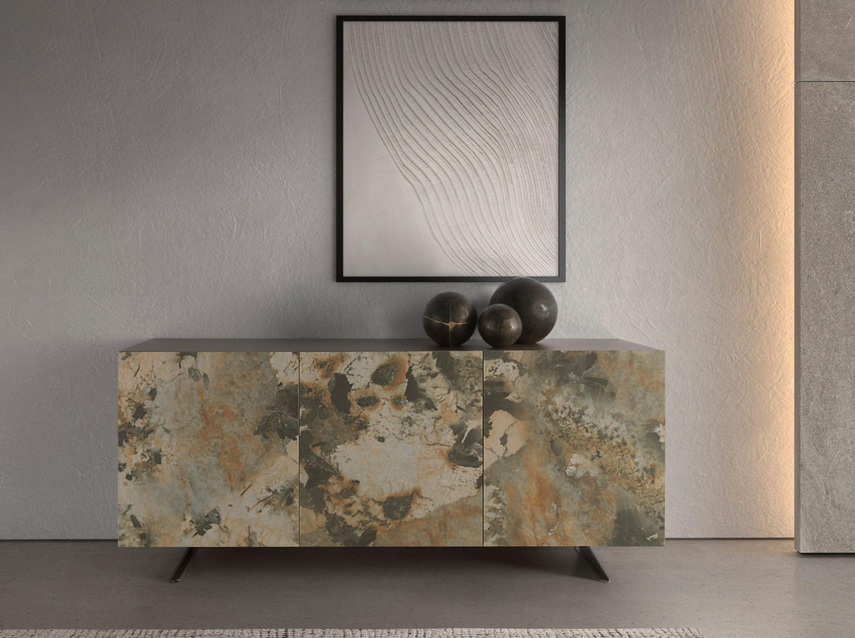 SIDEBOARD Metallische Anrichte aus taupefarbenem Holz 180/50/80 cm - Beige, Holzwerkstoff (180/80/50cm) - ANGEL CERDA
