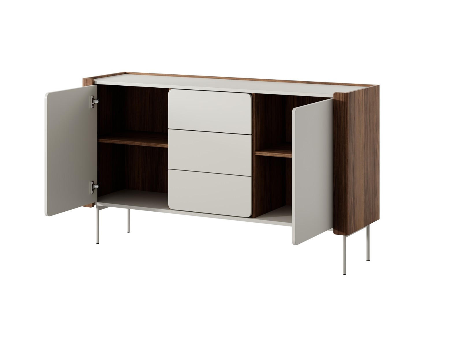 KOMMODE Paris 141, Nussbaum mit Kaschmir - Kaschmir/Walnussfarben, Holzwerkstoff (141/83/40cm) - Bettso