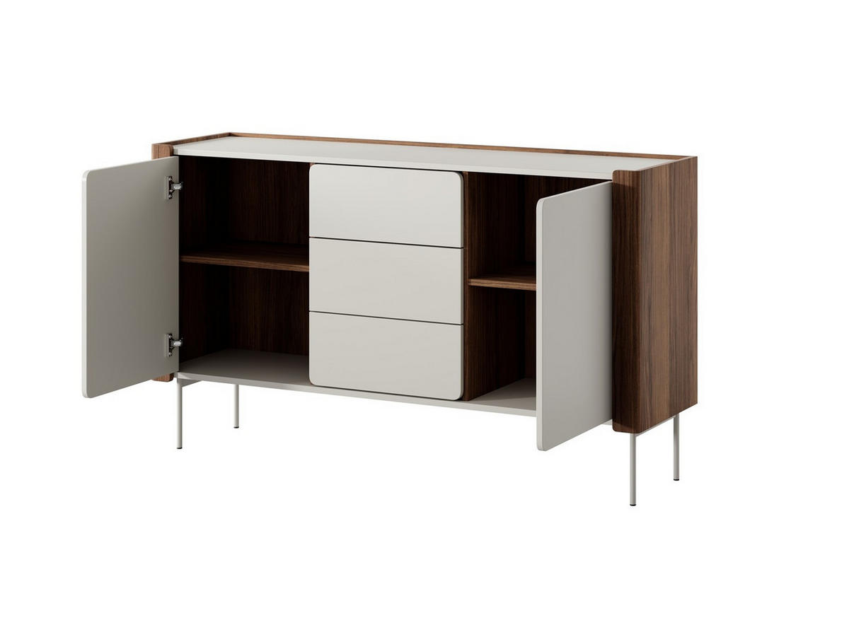 KOMMODE Paris 141, Nussbaum mit Kaschmir - Kaschmir/Walnussfarben, Holzwerkstoff (141/83/40cm) - Bettso