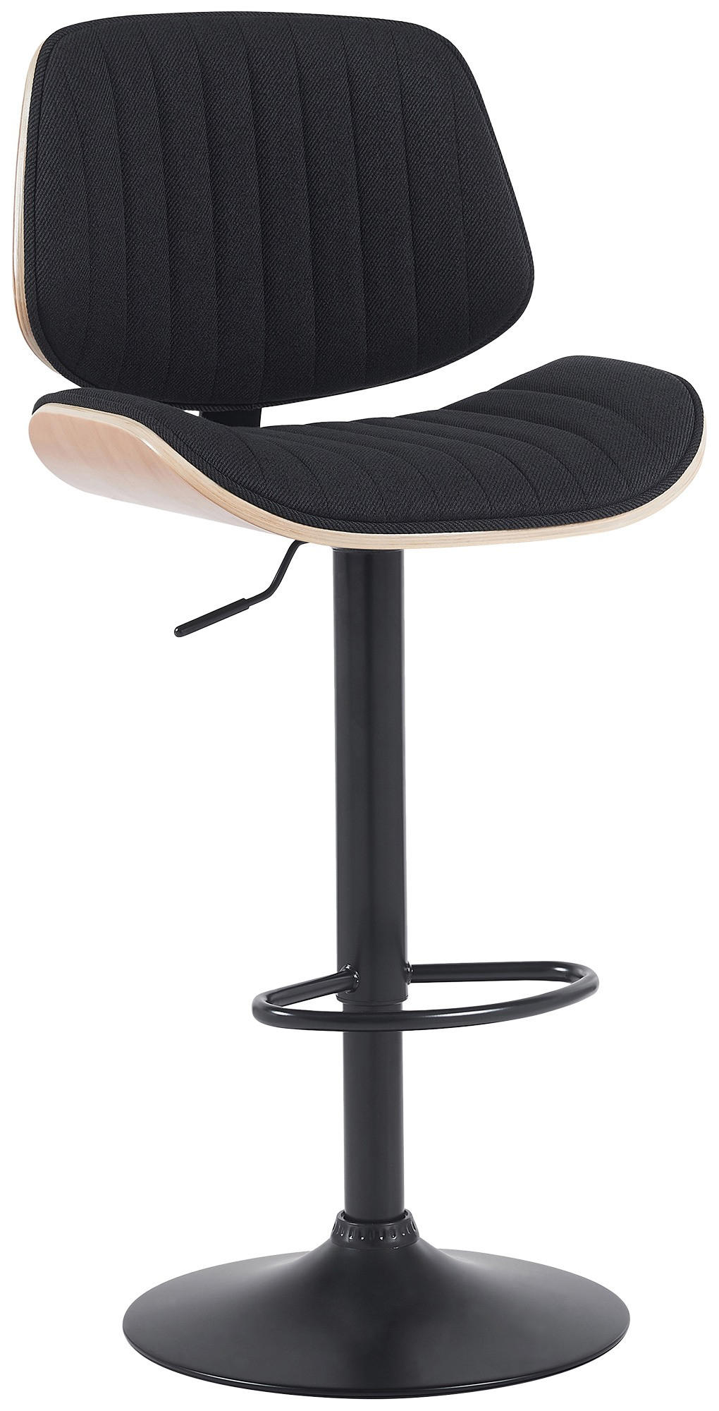 BARHOCKER Stoff natura/schwarz - Eukalyptusholzfarben/Schwarz, Textil/Metall (50/94/50cm) - CLP