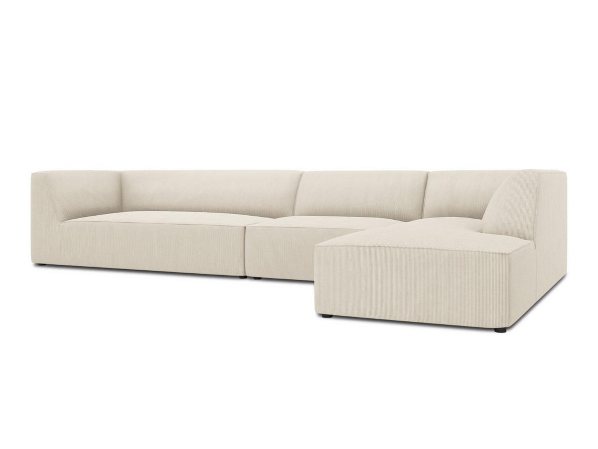 ECKSOFA rechts Ruby aus Cord leichtes beige 5 Sitzplätze - Creme, Textil (180/366cm) - Micadoni