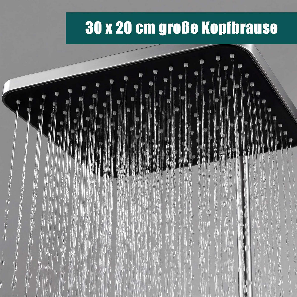 DUSCHKOLONNE gunmetal, digitale led-temp anzeige, 4-in-1 duschfunktion - Grau, Metall (30/11.8/72cm) - SHOPENTRA
