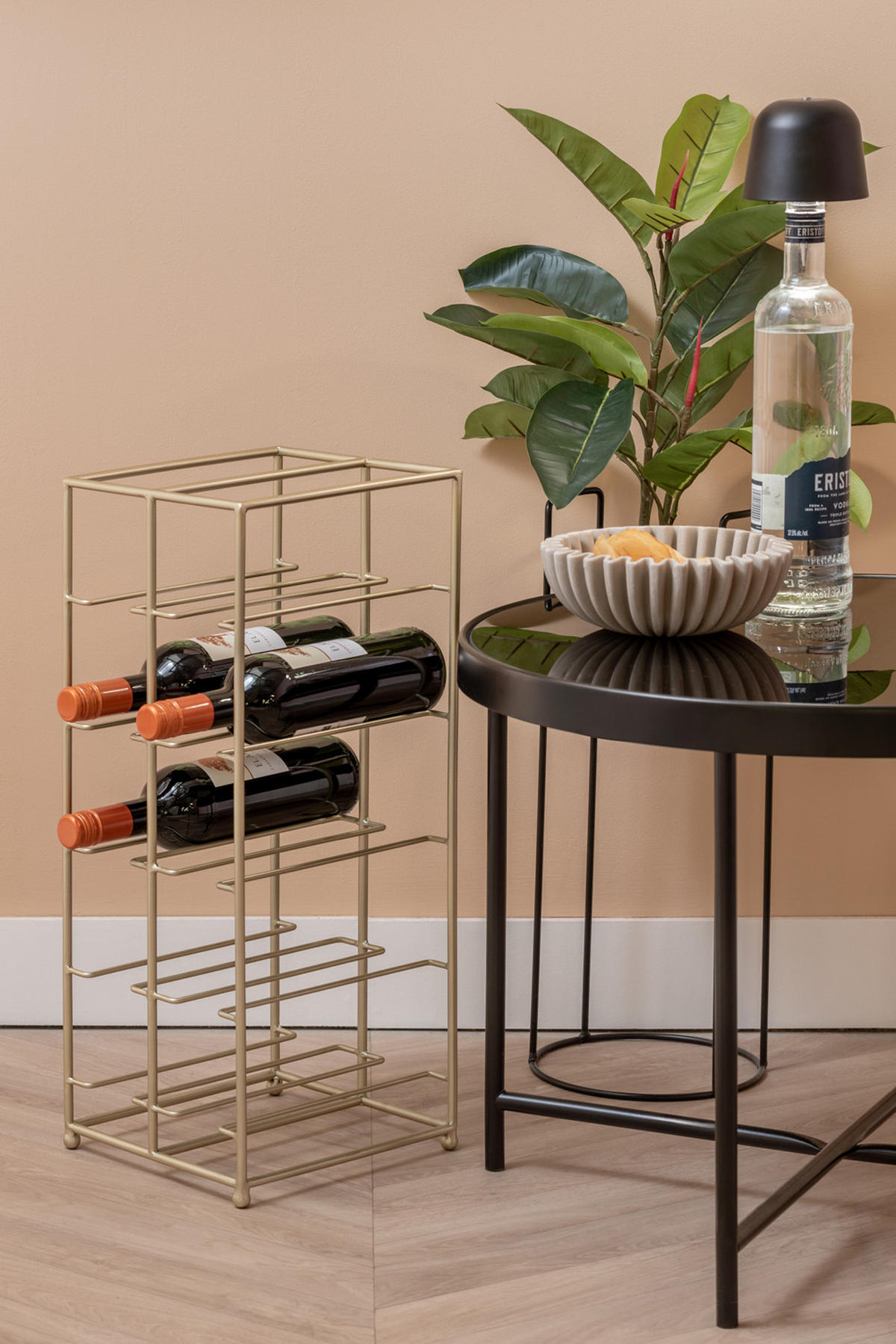 WEINREGAL Dual Floor 25/22/57 cm - Goldfarben, Metall (22/57/25cm) - Present Time