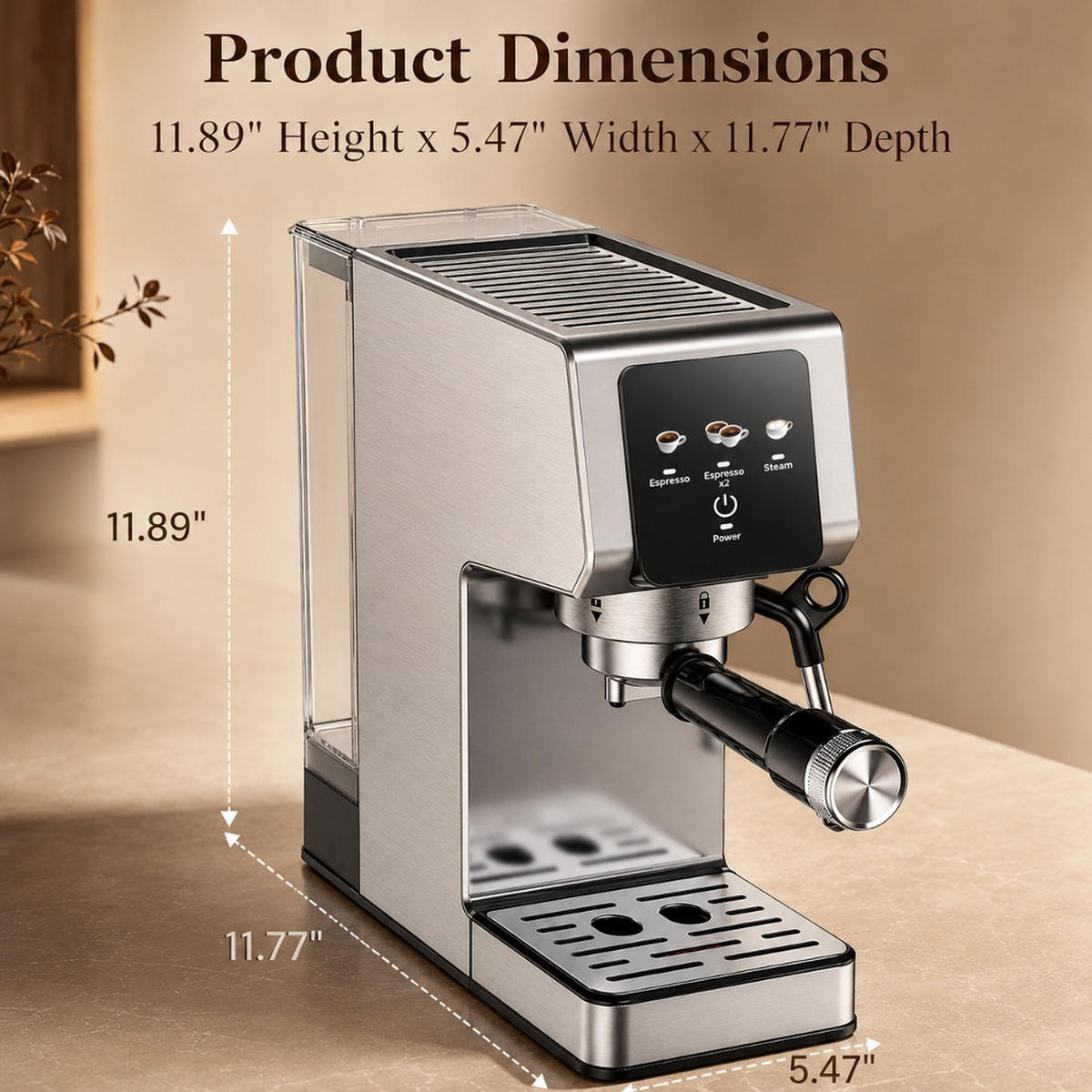 ESPRESSOMASCHINE 20 Bar, MIT TOUCHSCREEN UND MILCHAUFSCHÄUMER Heimische Küche - Schwarz, Metall (14.3/30.9/29.9cm) - Rolipo