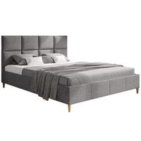 BETT Grau LUXO 1 Gepolstert Holzbeine Malmo Stoff 120x200 cm - Eichefarben/Schwarz, Textil (120/200cm) - Sepro Meble