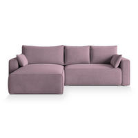 ECKSOFA FORIL Lila Velours-Stoff mit Schlaffunktion - Lila, Holz (265/178cm) - MASSENO