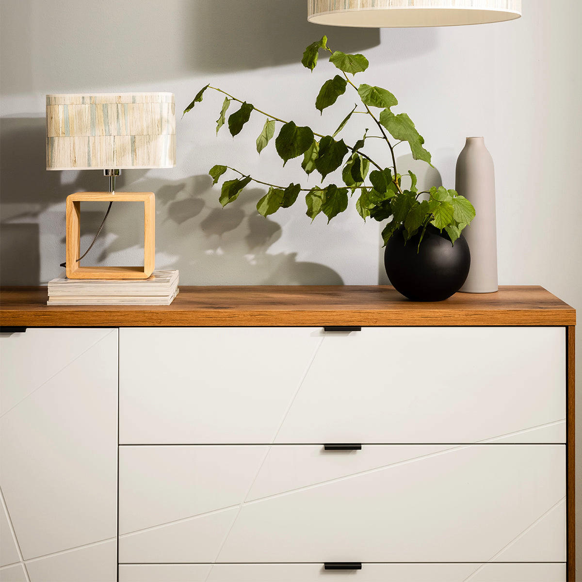 SIDEBOARD Sven Bílá a dřevo - bílá, kompozitní dřevo (156/93/43cm) - Petits-meubles
