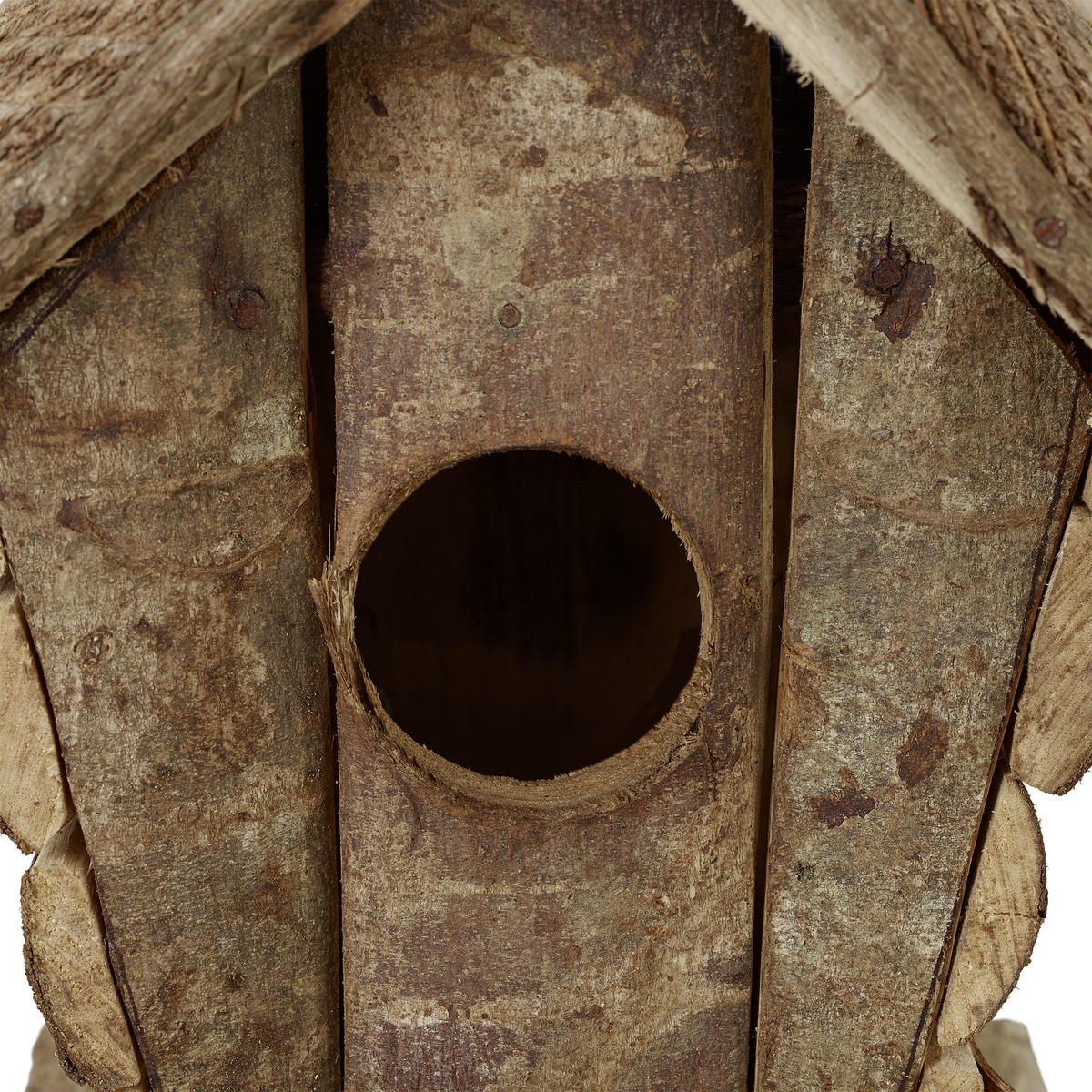 VOGELHAUS Deko - Braun, Holz/Textil (20.5/28.5/17.5cm) - Relaxdays