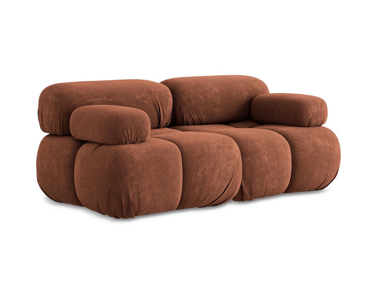 2-SITZER-SOFA Chenille Stoff Orange - Terra cotta/Schwarz, Kunststoff/Textil (190/70/96cm) - Makamii