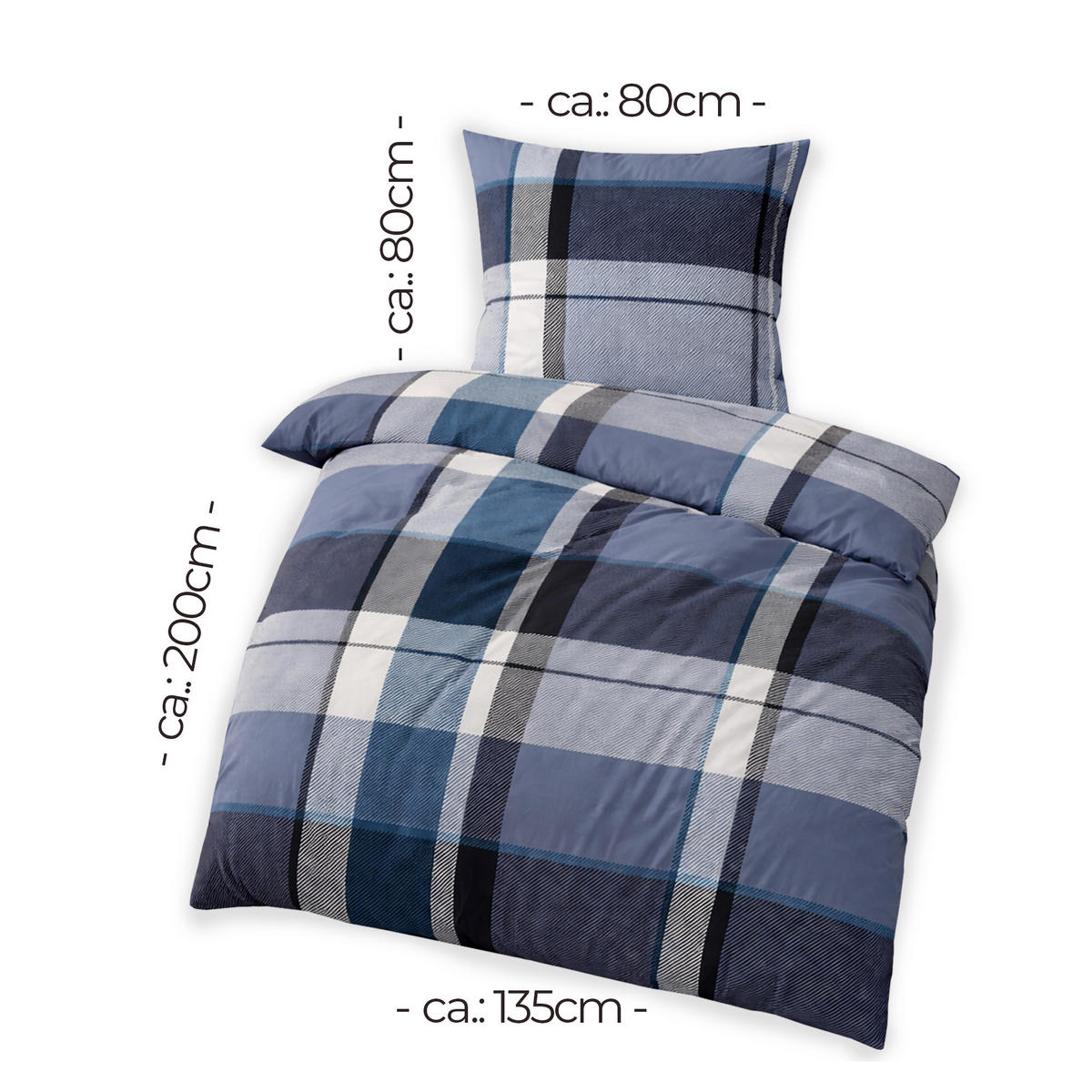 BETTWÄSCHE Feinbiber Herbst/Winter 135x200 cm Blau (Kariert) - Blaugrau, Textil (135/200cm) - Bestlivings