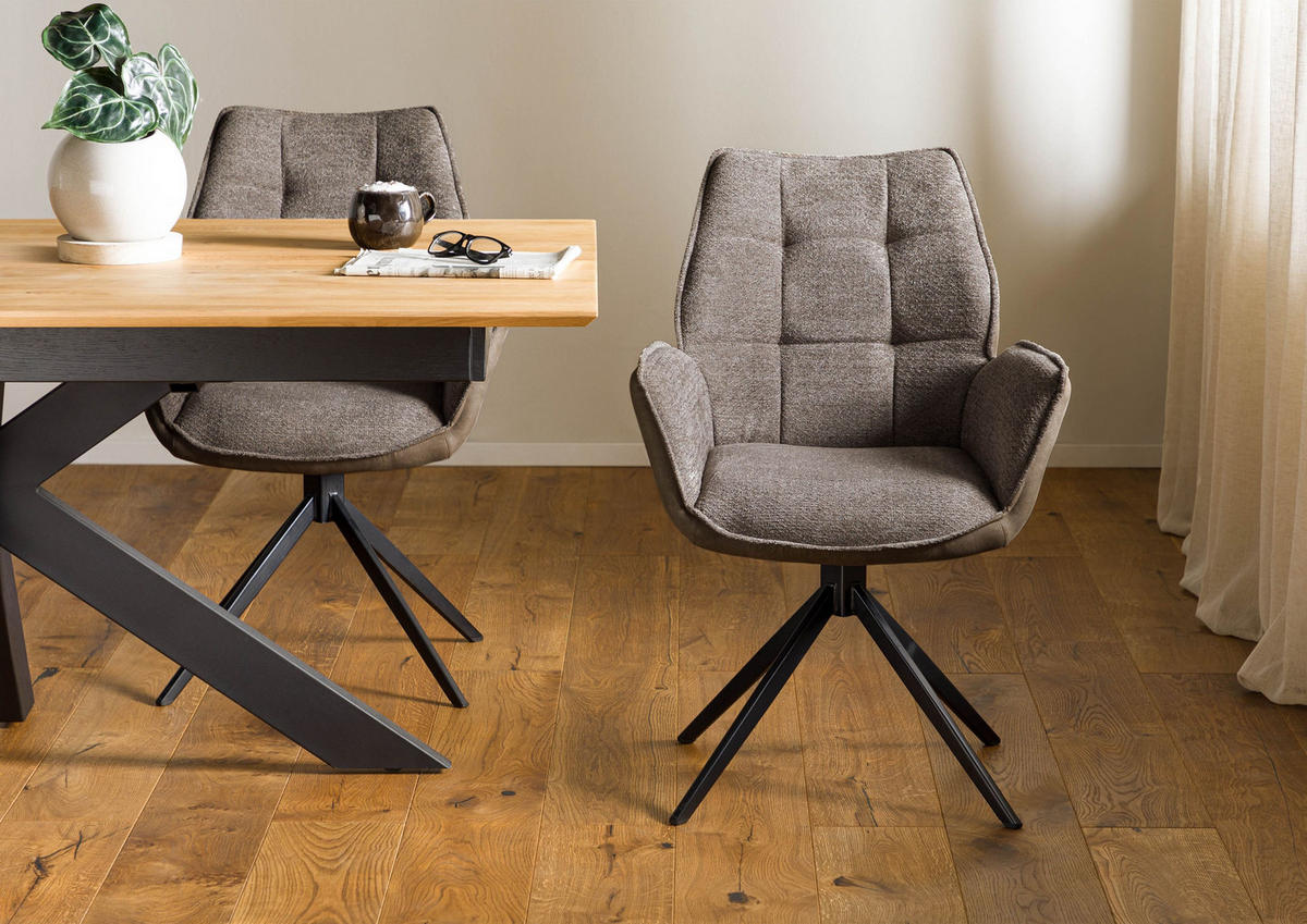 STUHL 100% Polyester 61 x 61 x 89 cm braun / graubraun POLSTERSTÜHLE #102 - Braun, Kunststoff (61/89/61cm) - Massivmoebel24