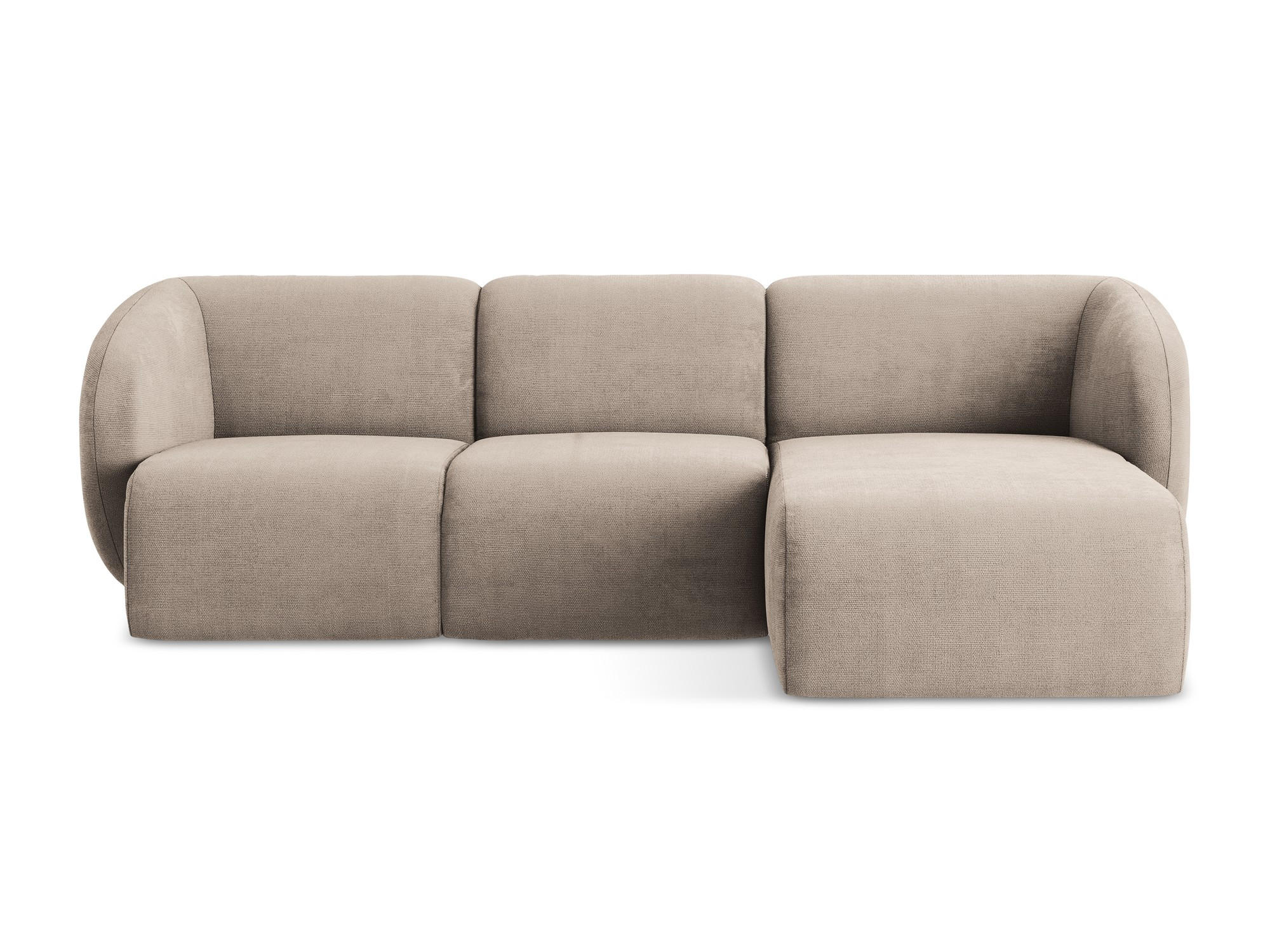 ECKSOFA Rechts Chenille Stoff Beige - Schwarz/Cappuccino, Holzwerkstoff/Kunststoff (248/166cm) - Makamii