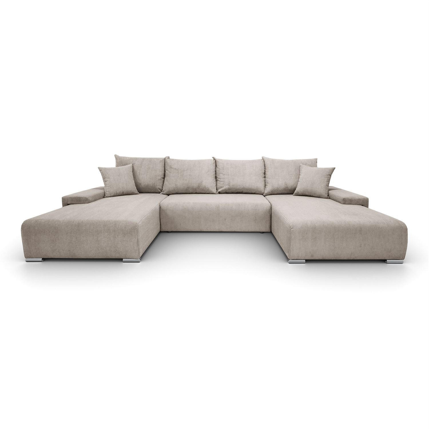 WOHNLANDSCHAFT LAVIO U mit Schlaffunktion und Bettkasten - Beige, Textil (348/93/188cm) - Lookway