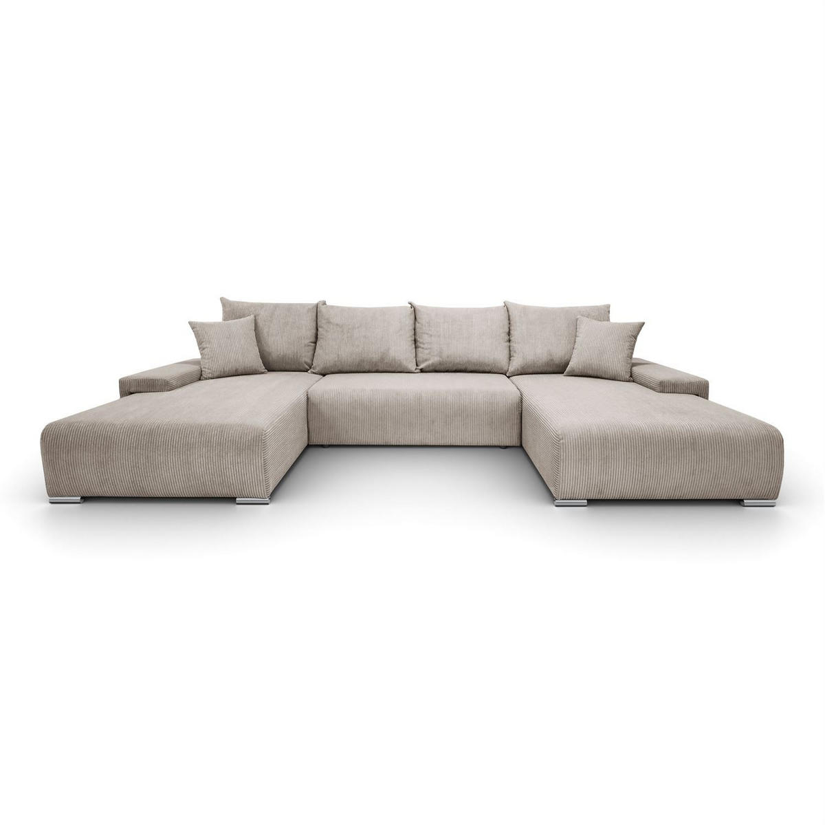 WOHNLANDSCHAFT LAVIO U mit Schlaffunktion und Bettkasten - Beige, Textil (348/93/188cm) - Lookway