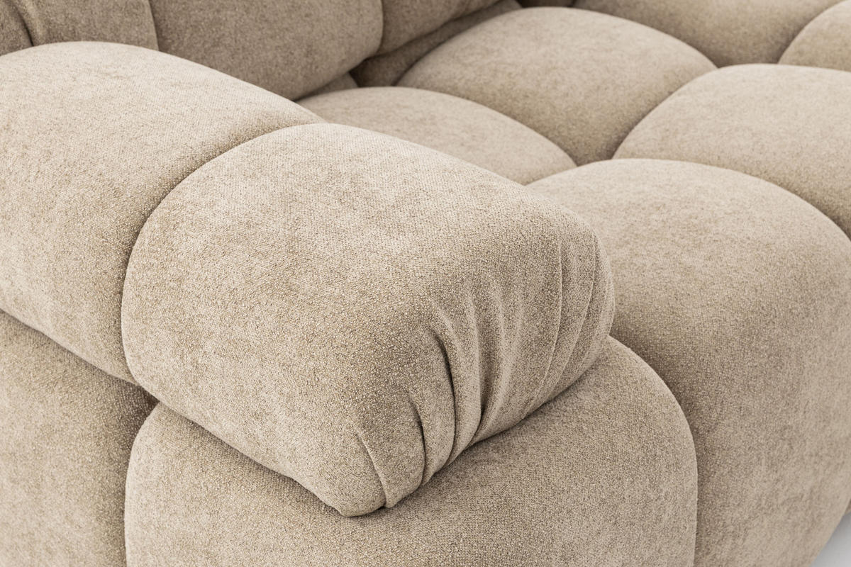 MODULARES Ecksofa MOMENTUM L, Rechts, Breite 282 cm, strukturierter Stoff, Beige - Chromfarben/Beige, Holz/Textil (155/282cm) - Muffo