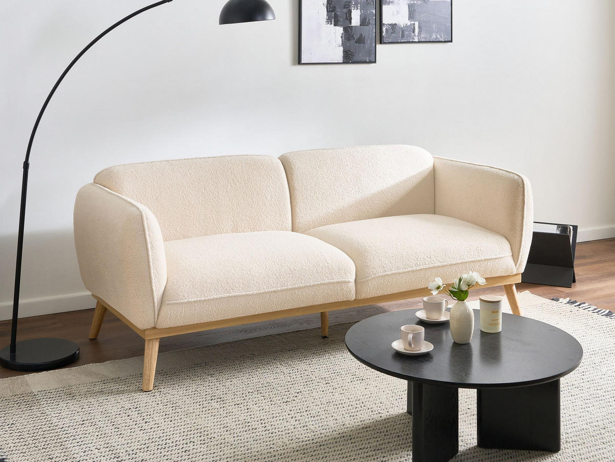 3-SITZER-SOFA Bouclé Hellbeige Ljung - Hellbraun, Textil (210/82/82cm) - Beliani