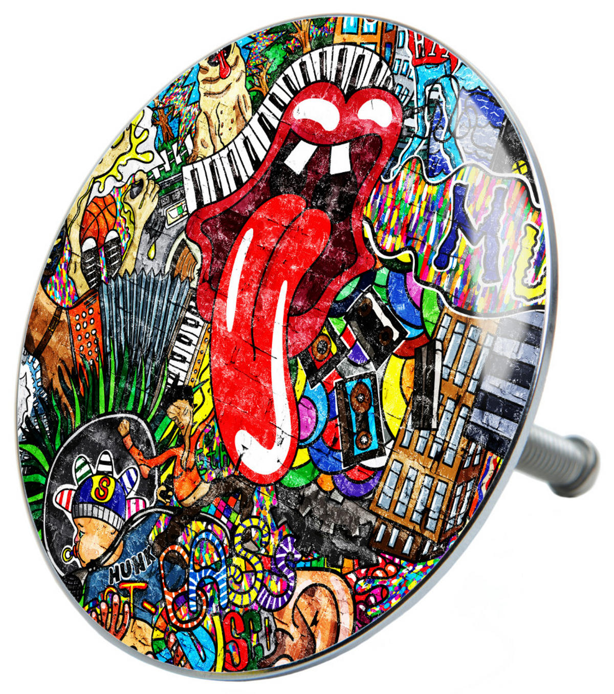 BADEWANNENSTÖPSEL Graffiti - Rot, Metall (8/10/10cm) - Sanilo