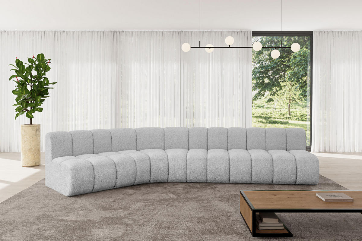 ECKSOFA modulares Sofa Montra-L2 - 381x174x70 cm Hellgrau - Hellgrau, Holzwerkstoff/Textil (381/174cm) - ALTDECOR