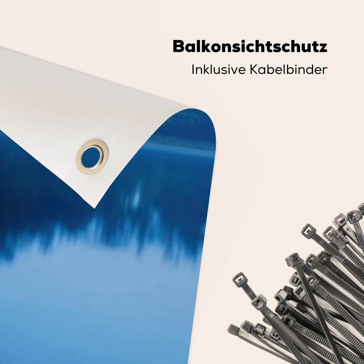 BALKON-SICHTSCHUTZ Lagerfeuer - See - Abendlicht - Dunkelblau, Kunststoff (300/80cm) - MuchoWow
