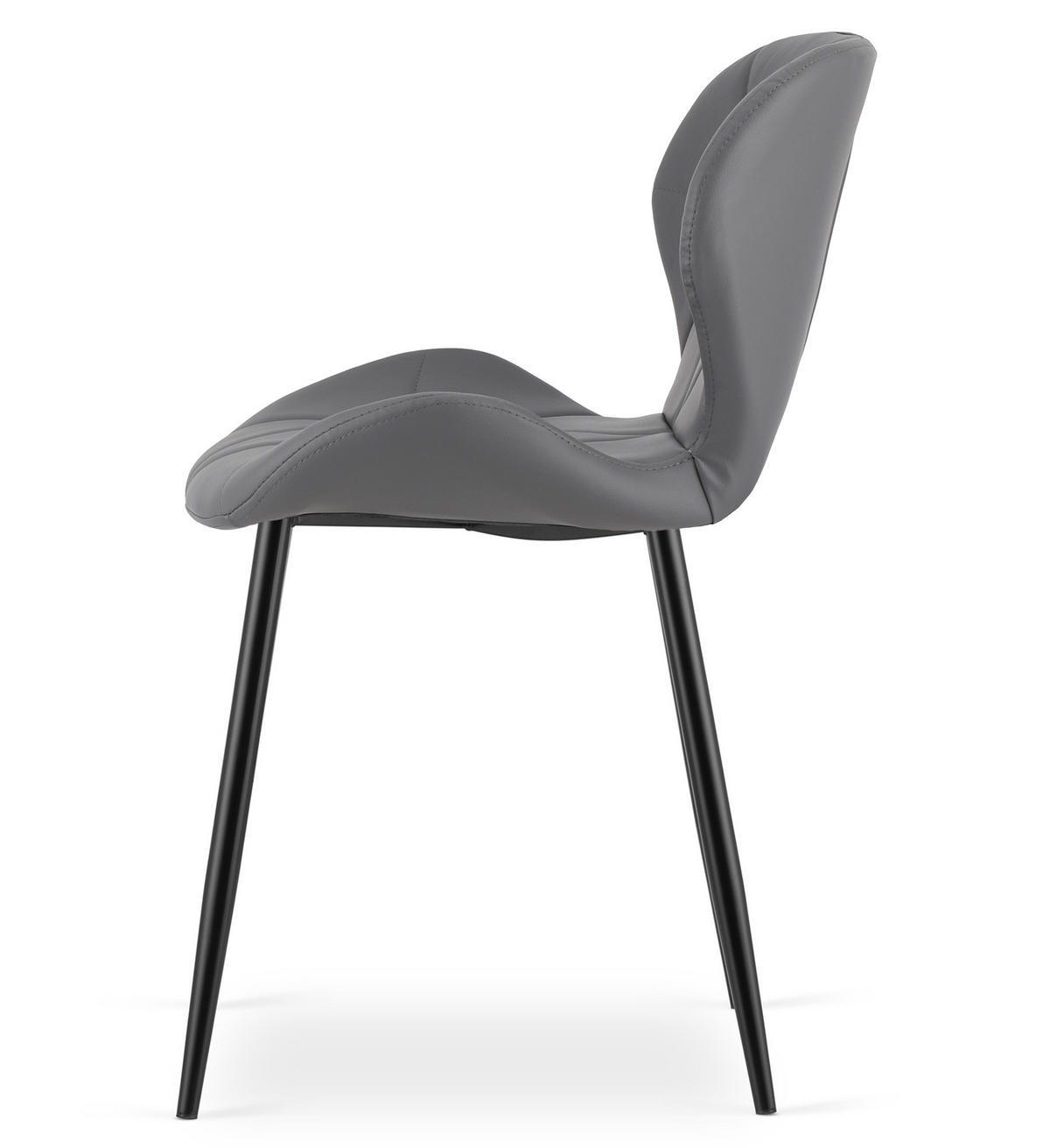 STUHL Grau 46x53 cm MANGO Öko-Leder Einfacher Selbstmontage - Grau, Kunststoff (46/46/53cm)